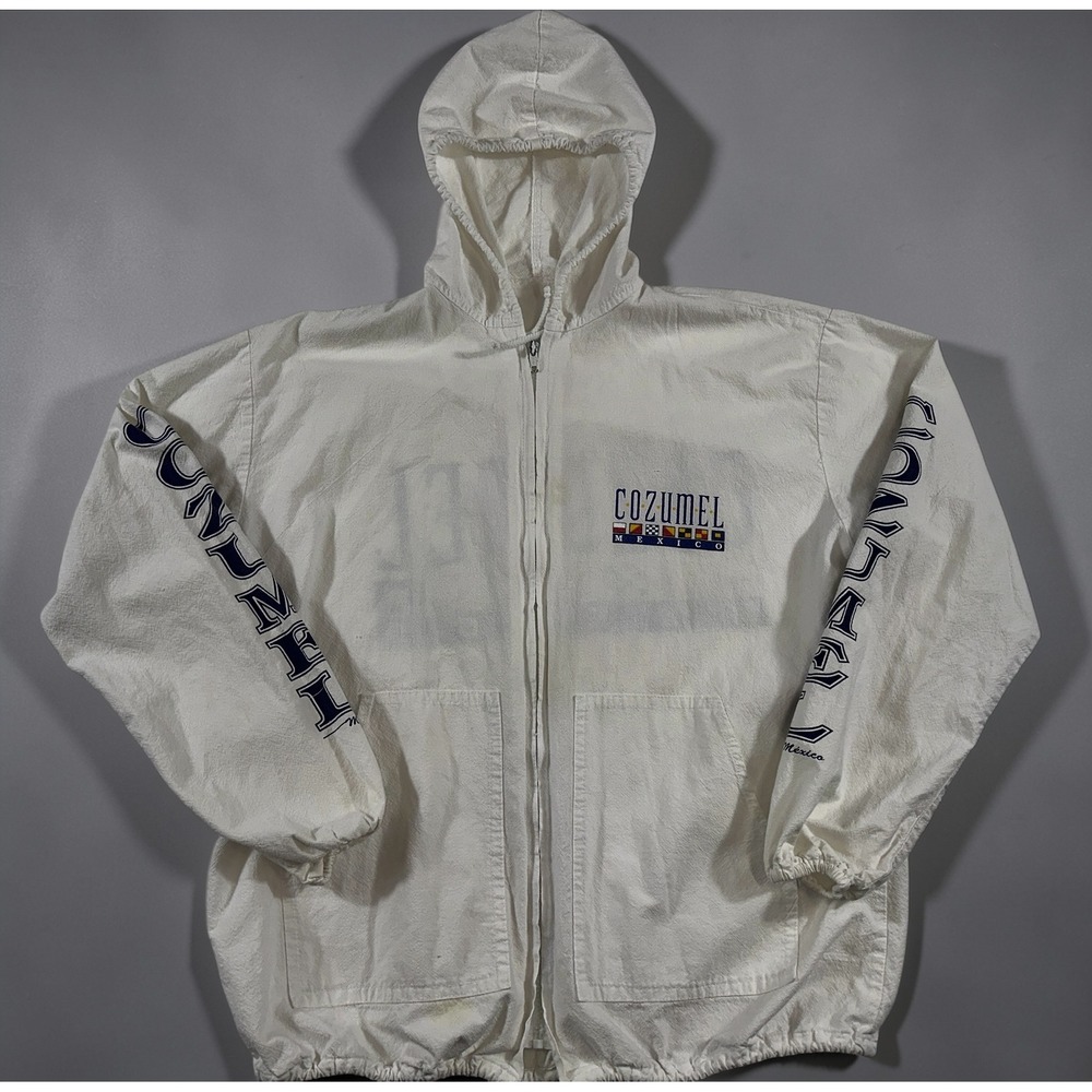 Cozumel Mexico Windbreaker Hoodie‎ Mens White Good Nautical Graphic